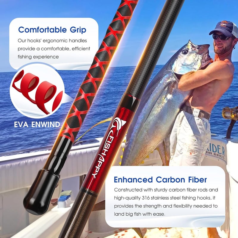FISHAPPY Fishing Gaff Saltwater Fish Gaff with S316 Stainless Steel Fishing Hook Carbon Fiber Fishing Gaff - Image 3